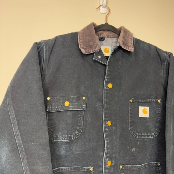 Vintage 90s Carhartt Distressed Blanket Lined Chore Barn Jacket 44 R - Picture 15 of 16